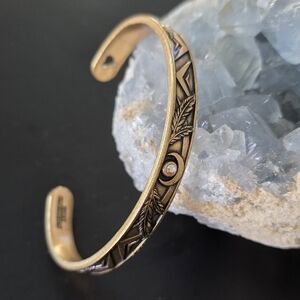 Alex and Ani 2017 Godspeed Burnished Gold toned Cuff Bracelet w/ AB accents